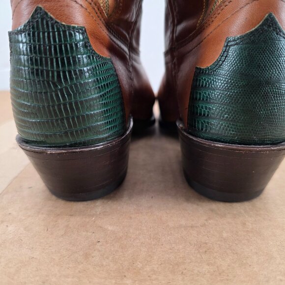 Dan Post Womens Western Exotic Lizard Reptile Caped Tipped Cowboy Boots 7.5 - Picture 9 of 13